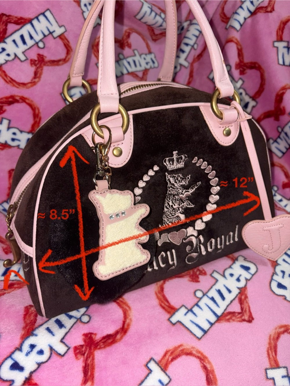 Juicy Couture 🩷🤎 Vintage Royal Juicy Bowler Bag: “Girls Will Be Juicy Girls” - Picture 16 of 16